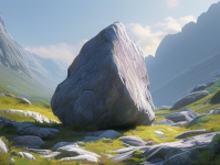 在一片静谧的山谷中，隐藏着一块被岁月遗忘的石头，它静静地躺在那里，仿佛在诉说着一个古老的故事。这就是影石，一块看似普通却又蕴含着无尽奥秘的石头